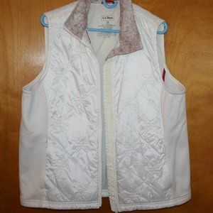Ladies 1X LL Bean vest with faux fur collar Ivory